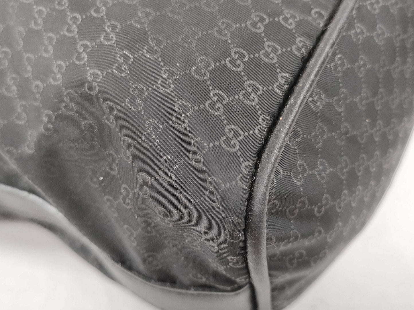 GUCCI 039 1147 Mini Bag Handbag Micro GG Nylon Leather Black Pouch