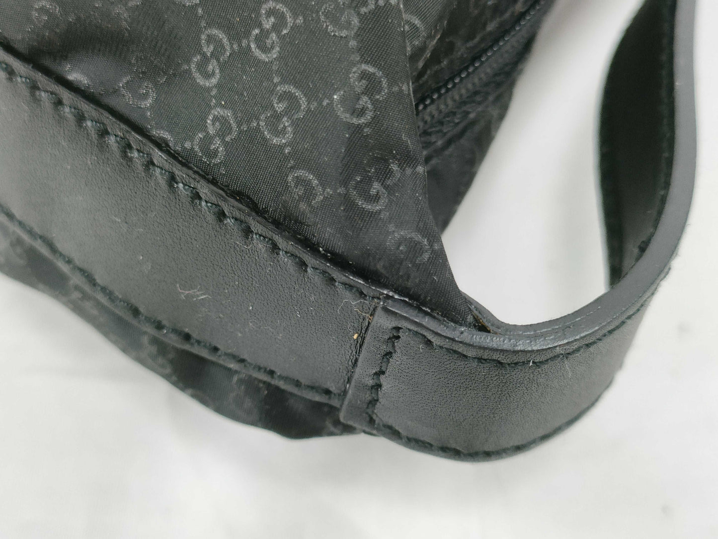 GUCCI 039 1147 Mini Bag Handbag Micro GG Nylon Leather Black Pouch