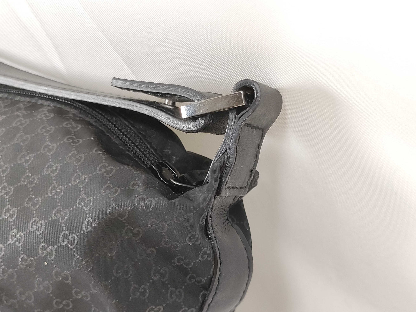 GUCCI 039 1147 Mini Bag Handbag Micro GG Nylon Leather Black Pouch