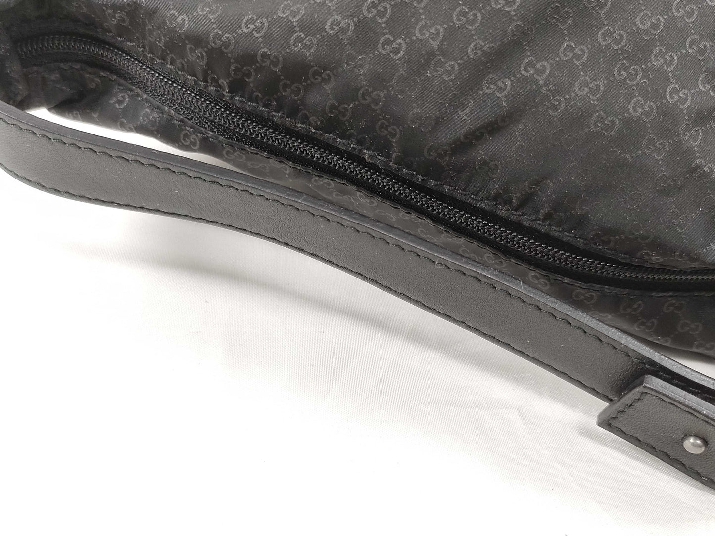 GUCCI 039 1147 Mini Bag Handbag Micro GG Nylon Leather Black Pouch