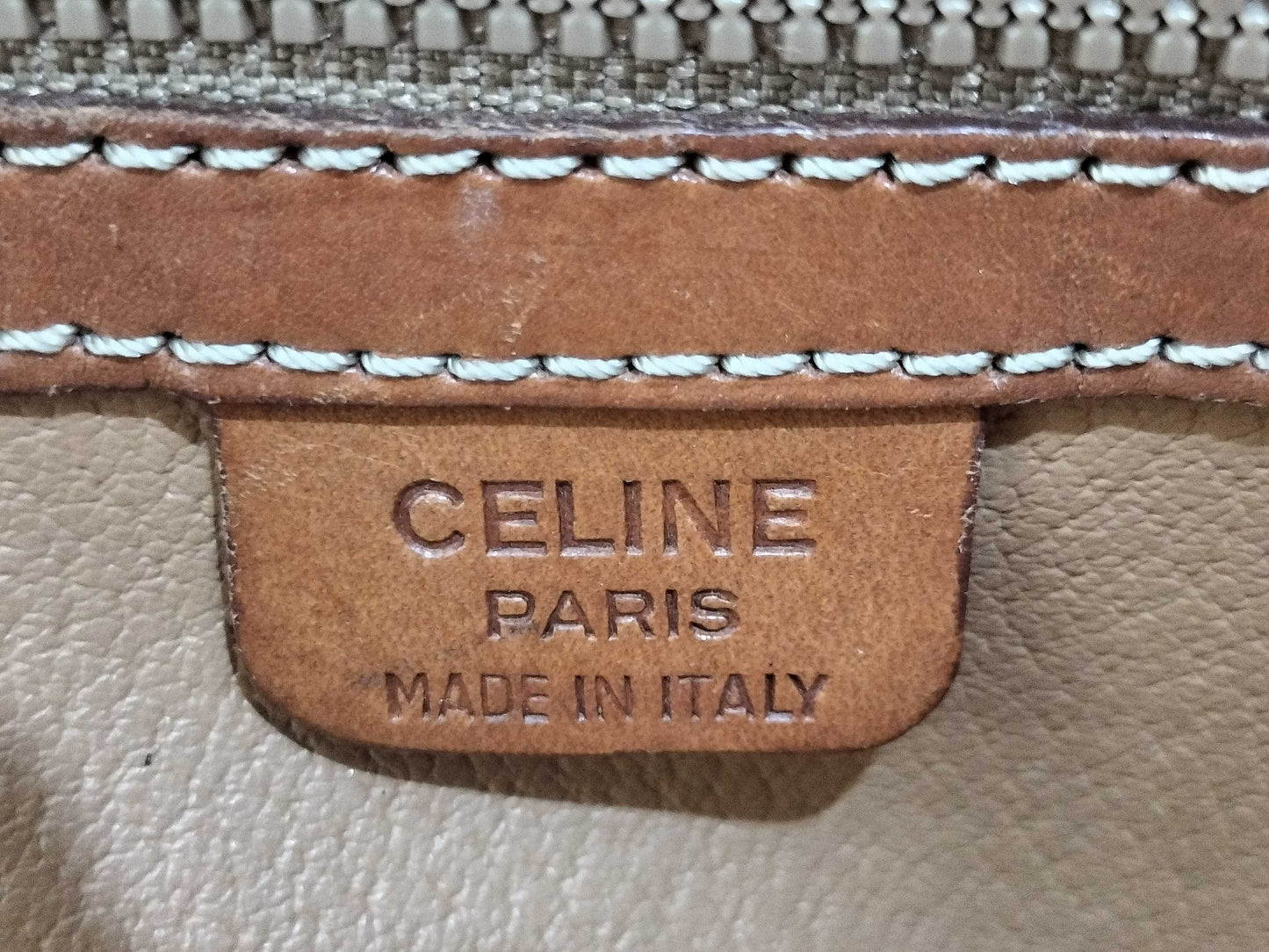CELINE M93 Macadam Handbag, Brown PVC