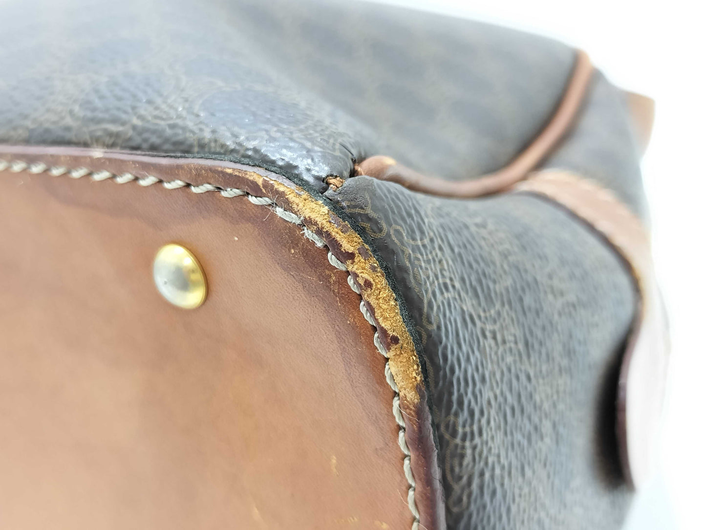 CELINE M93 Macadam Handbag, Brown PVC