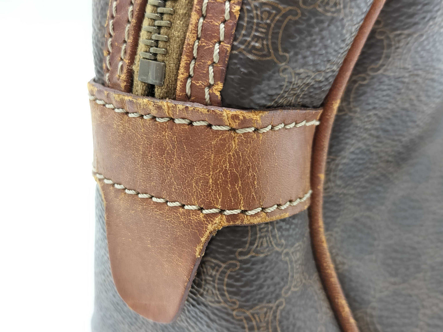 CELINE M93 Macadam Handbag, Brown PVC