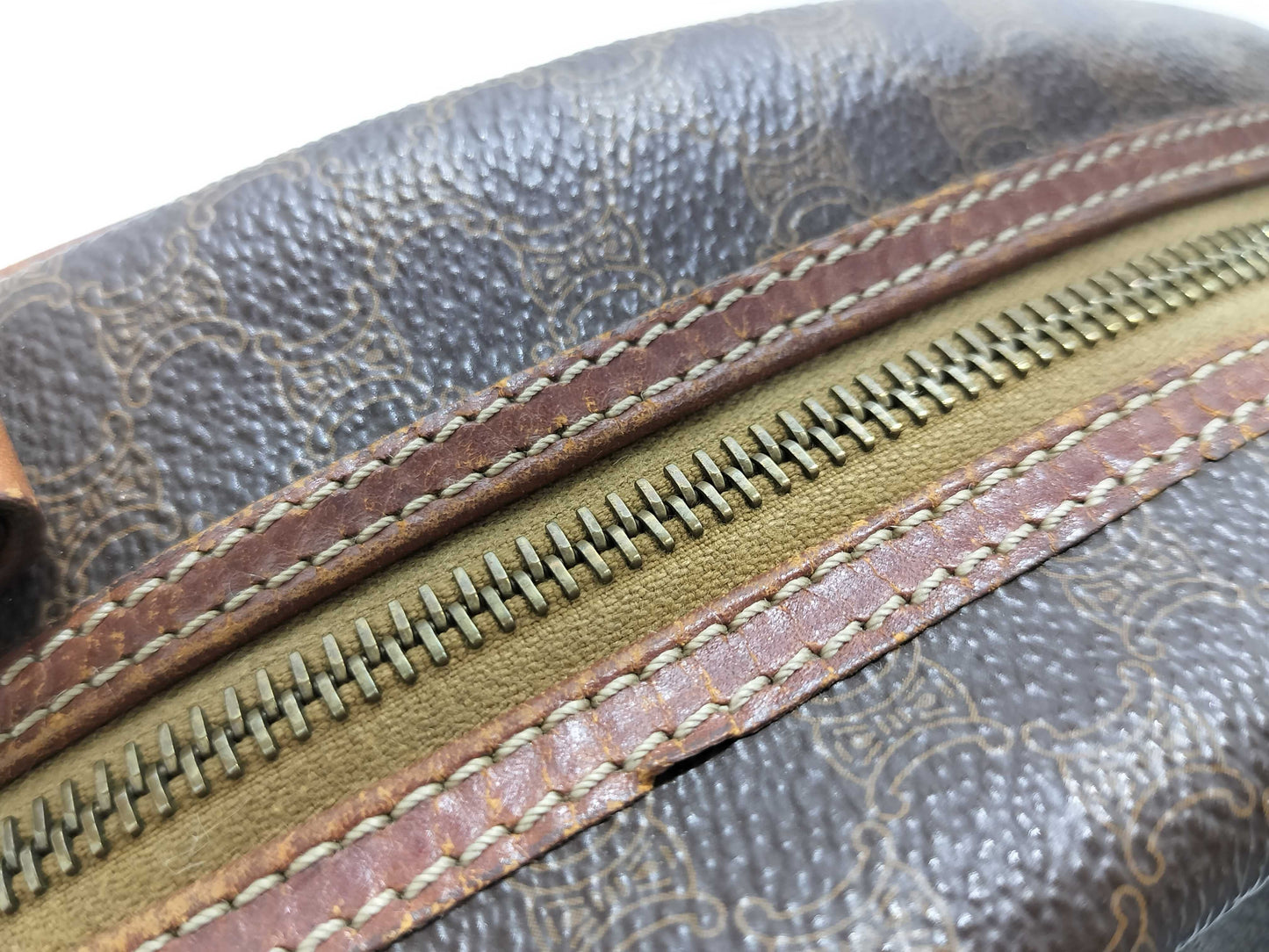 CELINE M93 Macadam Handbag, Brown PVC