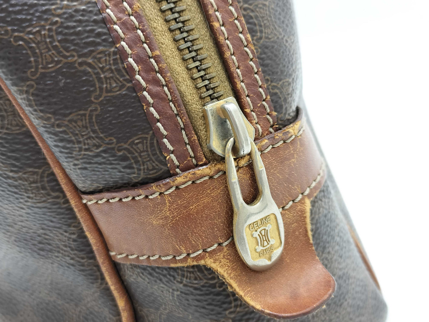 CELINE M93 Macadam Handbag, Brown PVC