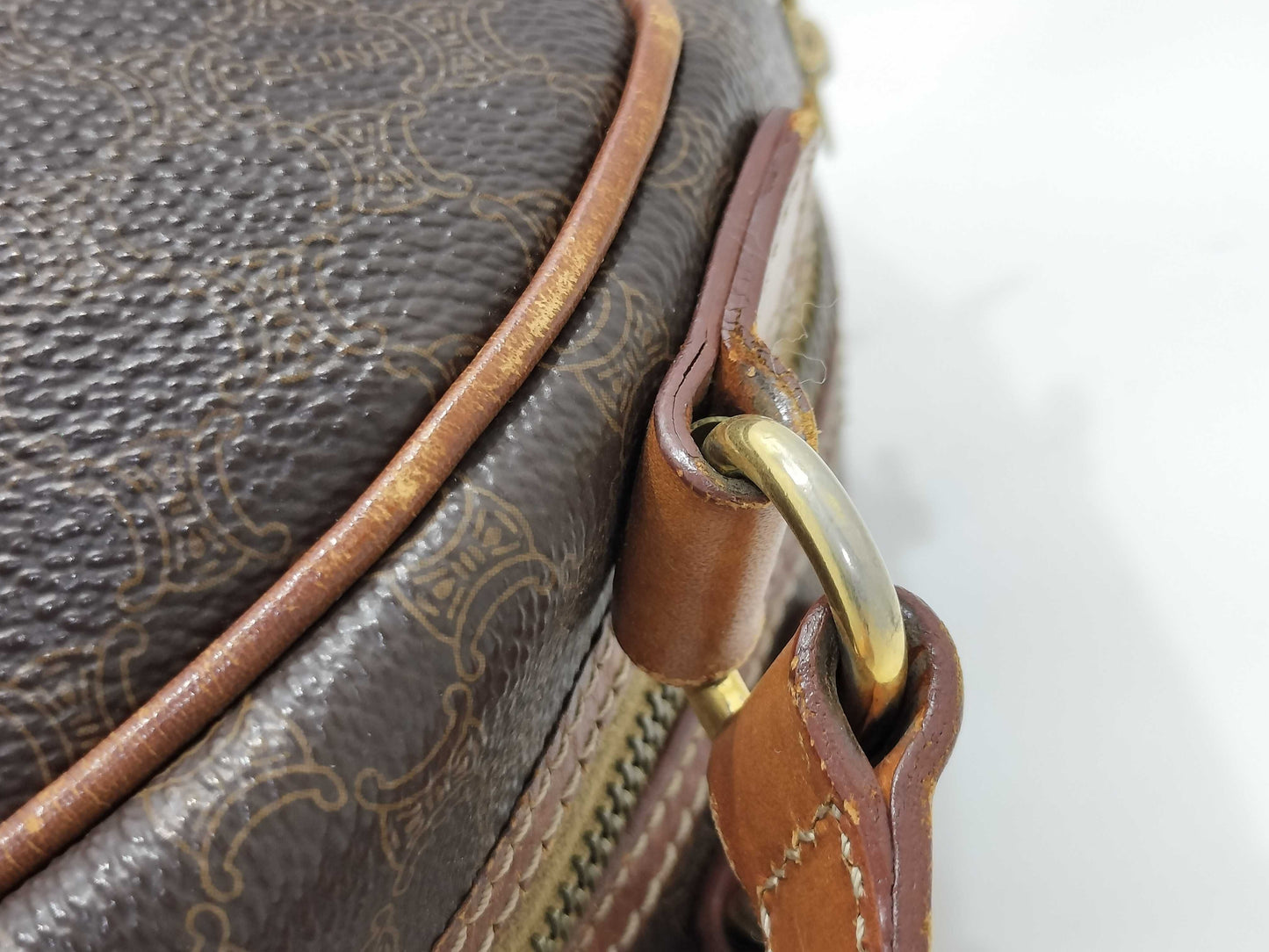 CELINE M93 Macadam Handbag, Brown PVC