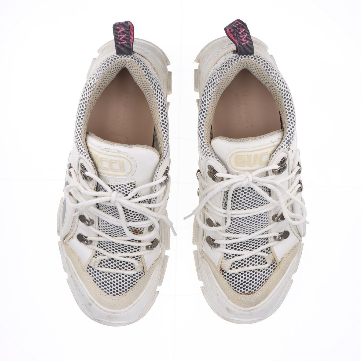 GUCCI Flashtrek Mesh and Leather Sneakers, Size 8 1/2