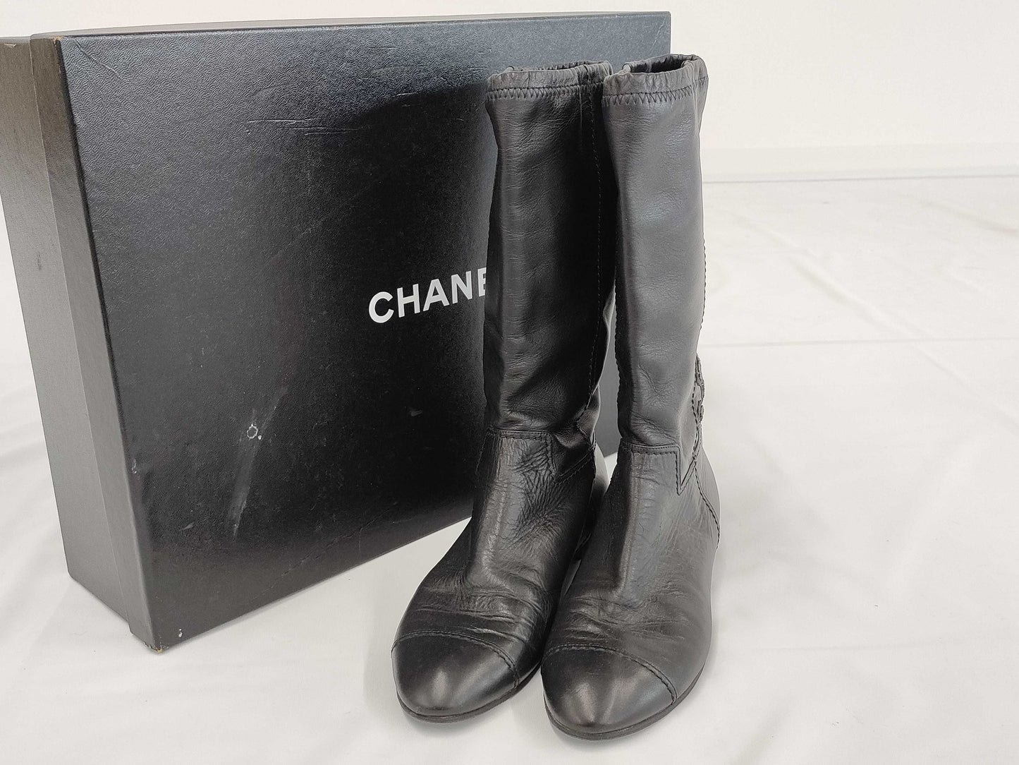 CHANEL Boots/Size 38/Black/Leather Other Shoes