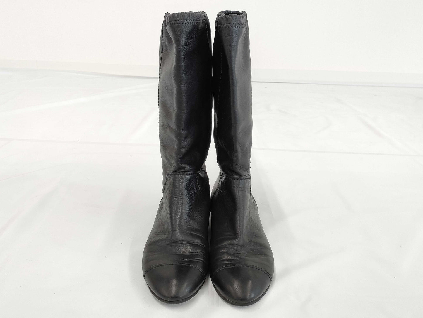 CHANEL Boots/Size 38/Black/Leather Other Shoes