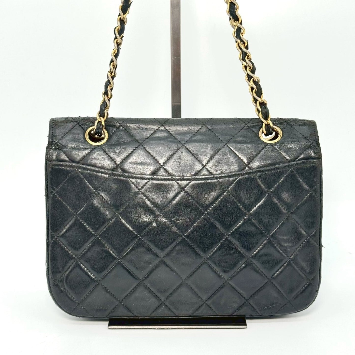 CHANEL Matelasse Lambskin Turnlock Chain Shoulder Bag, Black, No Serial Number Seal