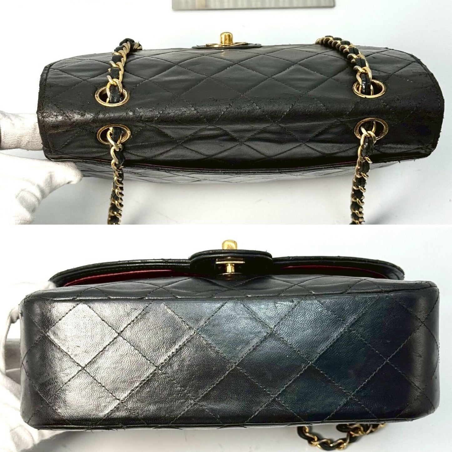 CHANEL Matelasse Lambskin Turnlock Chain Shoulder Bag, Black, No Serial Number Seal