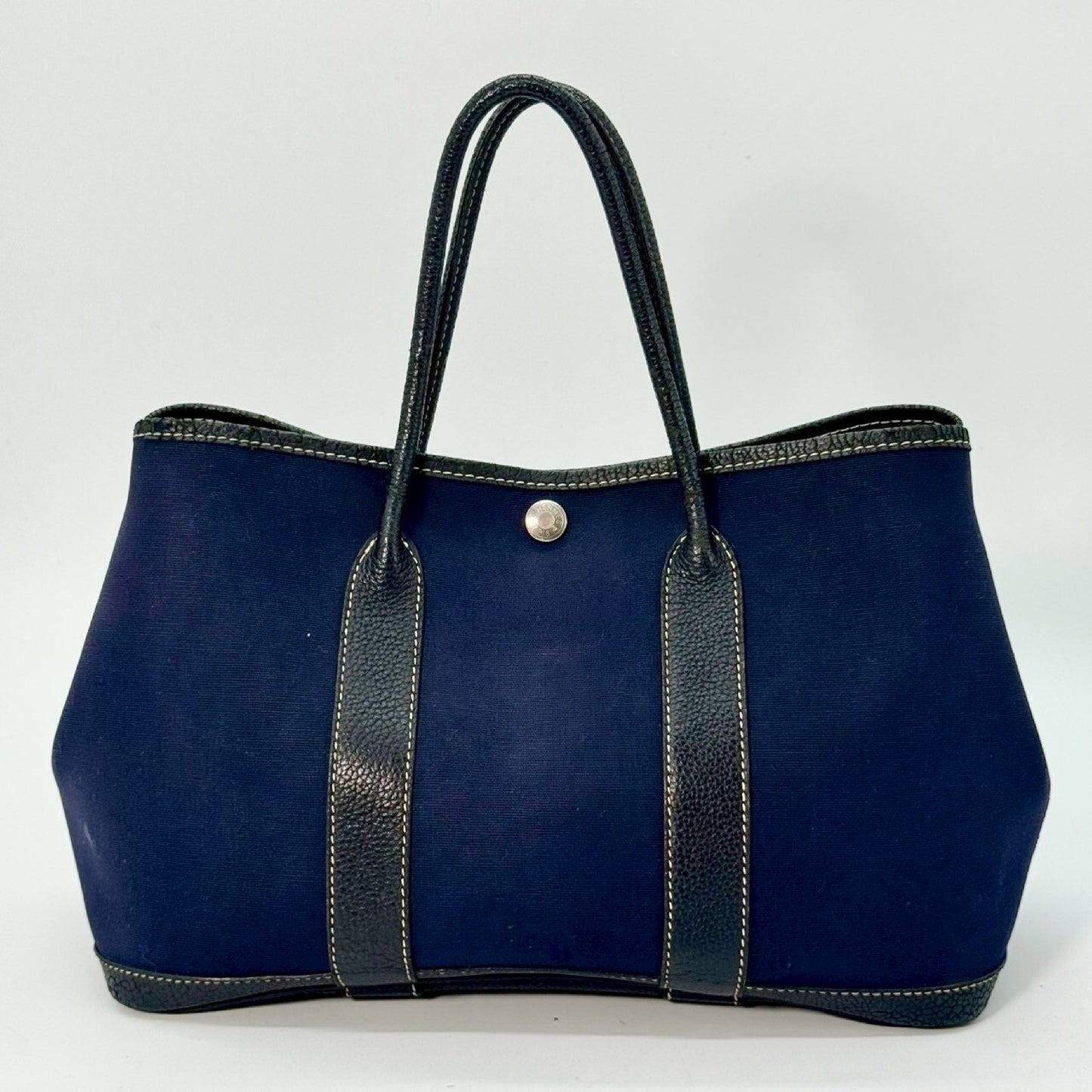 HERMES Garden Party TPM Toile Officier Navy H Tote Bag