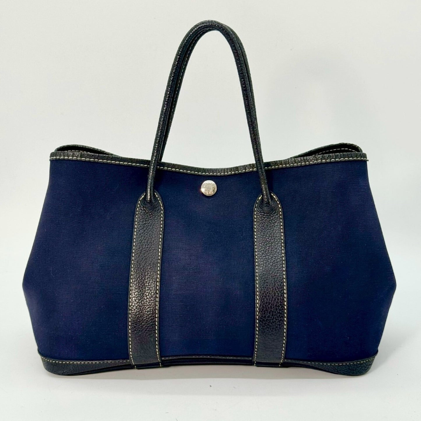 HERMES Garden Party TPM Toile Officier Navy H Tote Bag