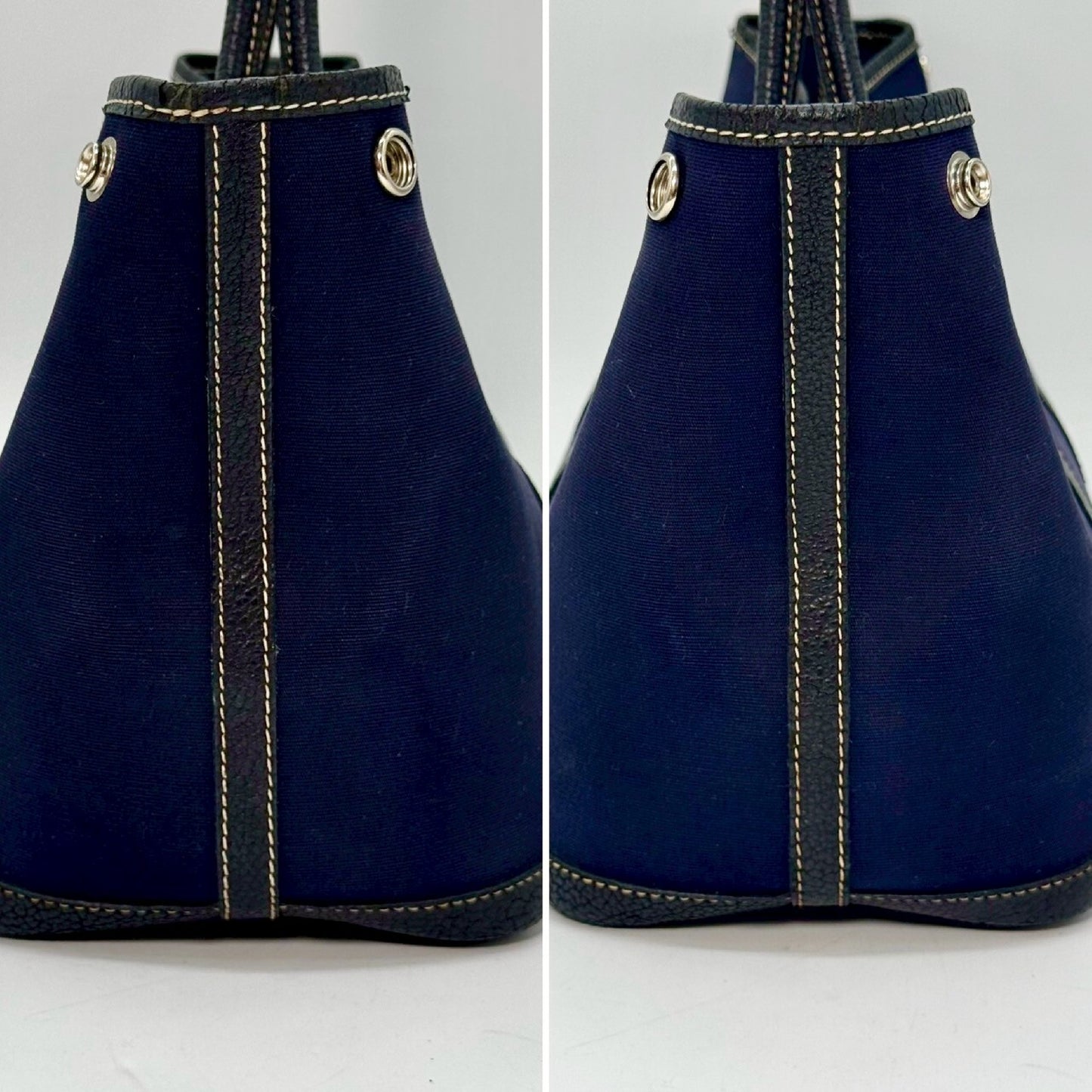 HERMES Garden Party TPM Toile Officier Navy H Tote Bag