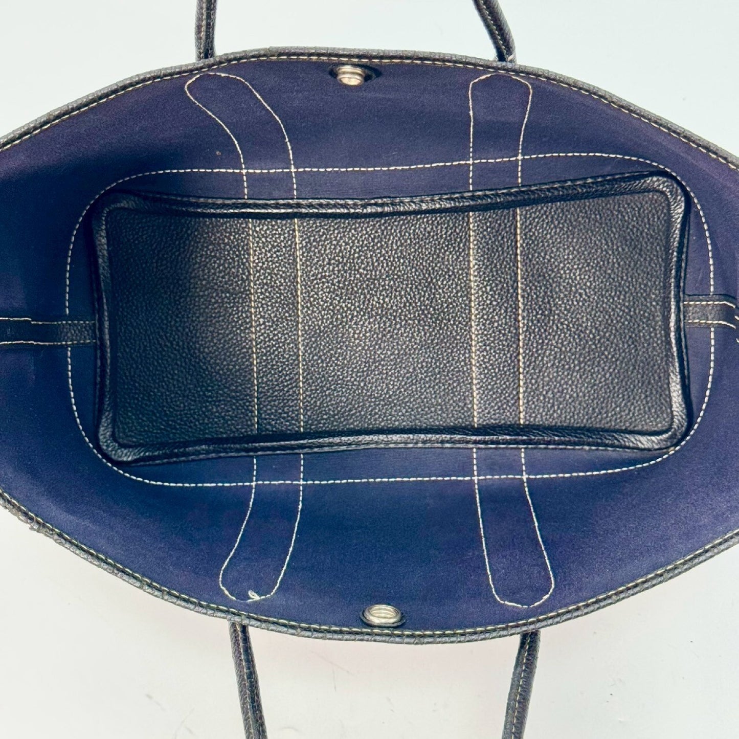 HERMES Garden Party TPM Toile Officier Navy H Tote Bag