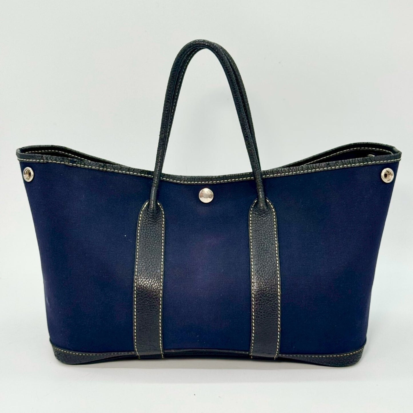 HERMES Garden Party TPM Toile Officier Navy H Tote Bag