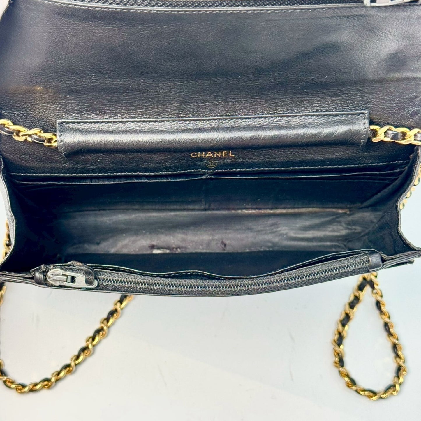 CHANEL Caviar Skin Coco Mark Chain Wallet Black 4269949 Shoulder Bag