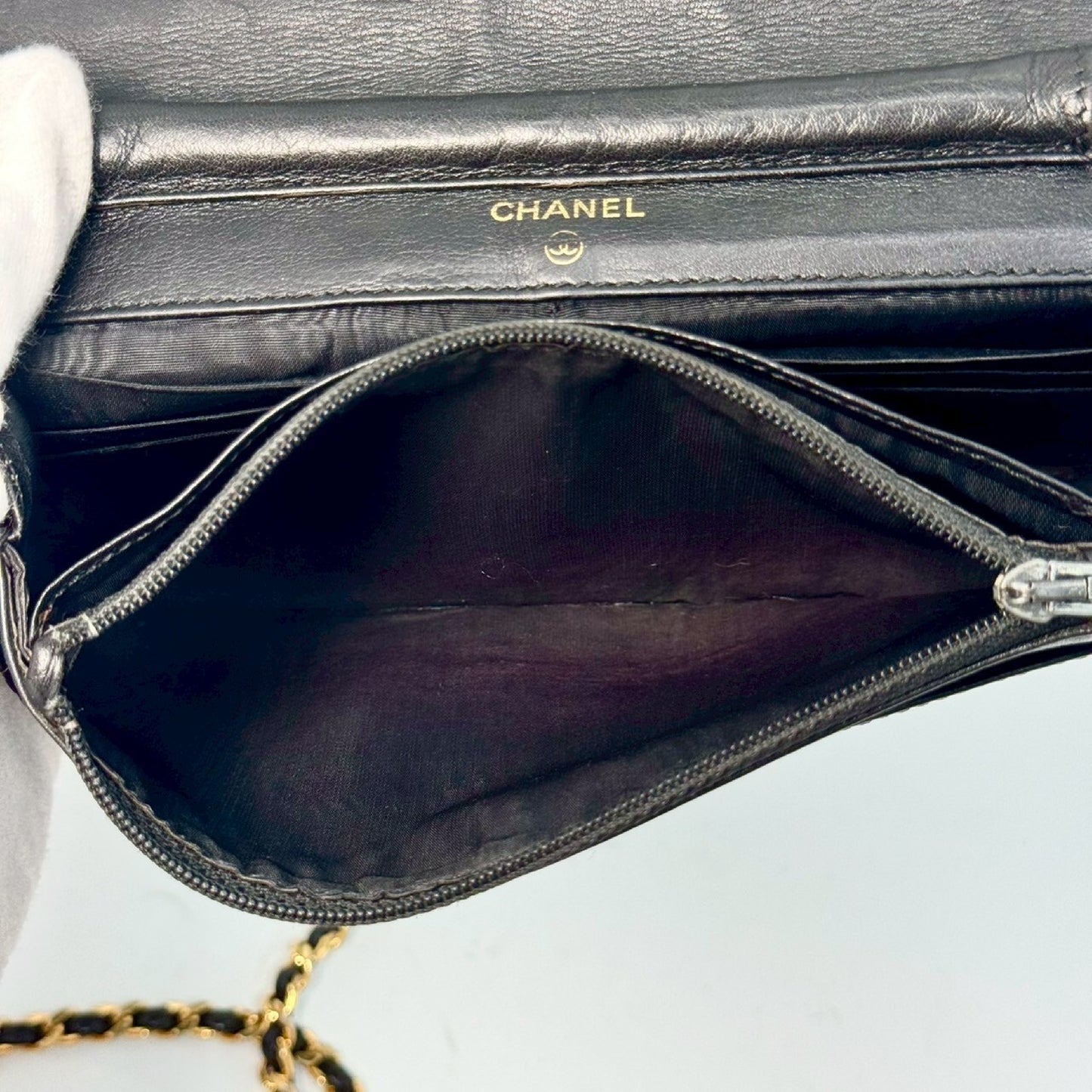 CHANEL Caviar Skin Coco Mark Chain Wallet Black 4269949 Shoulder Bag