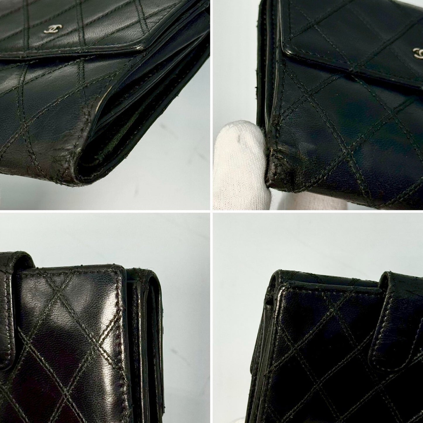 CHANEL Bicolor Lambskin Compact Wallet, Black, 13217767