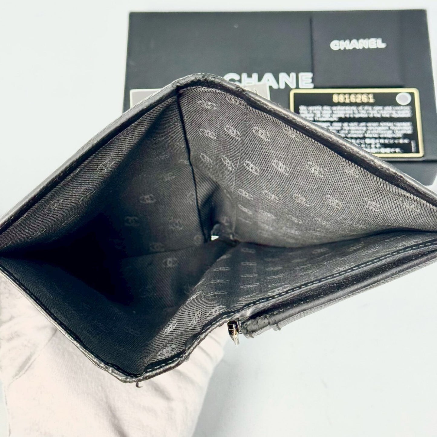 CHANEL Coco Mark Bifold Long Wallet Black No Serial Seal Guarantee Card Included 8816261 Wallet