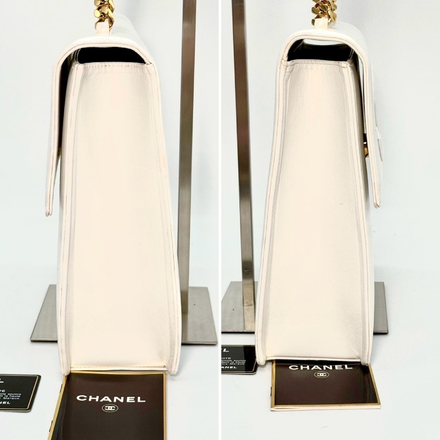 CHANEL Lambskin Coco Mark Chain Handbag White with Guarantee Card 4852158 Handbag