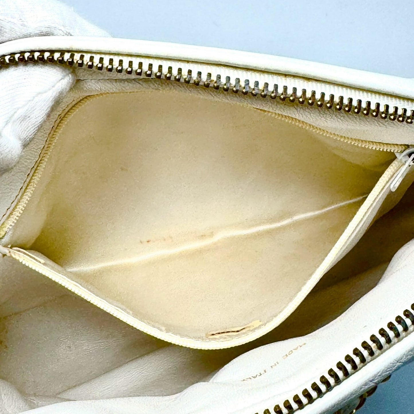 CHANEL Matelasse Lambskin Fringed Chain Shoulder Bag White 1726214 with Guarantee Card