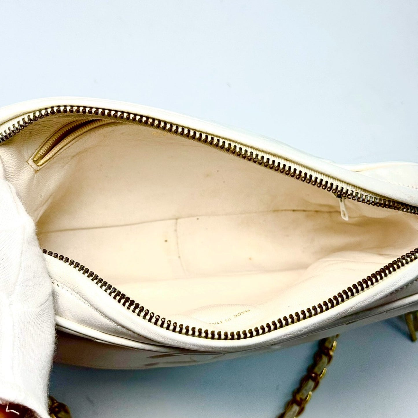 CHANEL Matelasse Lambskin Fringed Chain Shoulder Bag White 1726214 with Guarantee Card