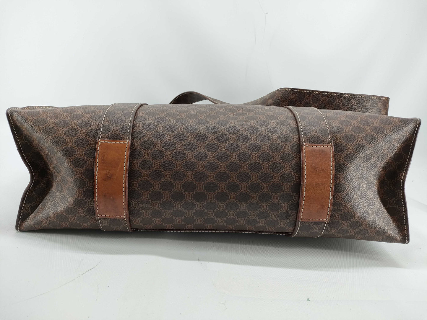CELINE Macadam Tote Bag, Brown Leather, MC96 Tote Bag