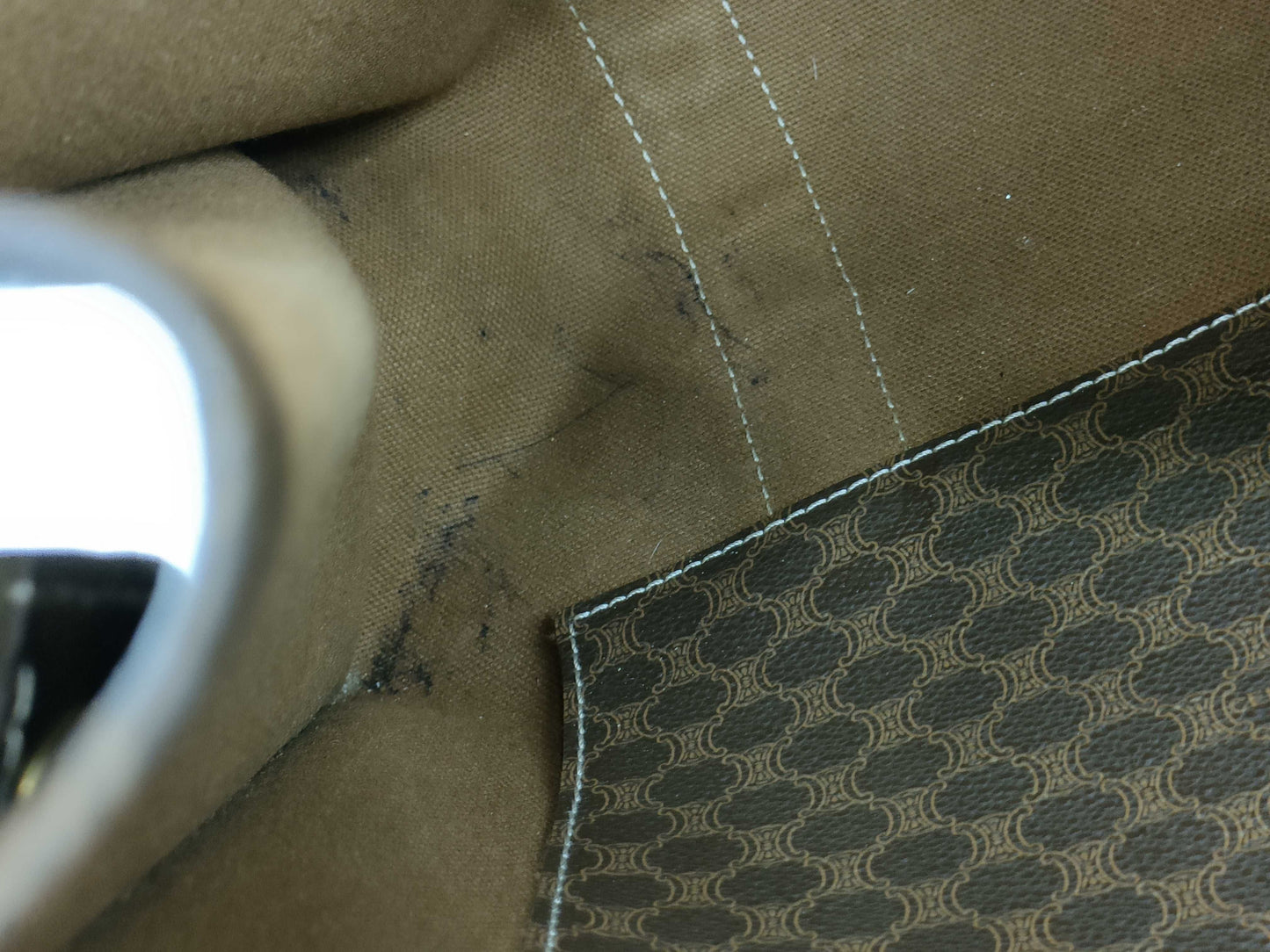CELINE Macadam Tote Bag, Brown Leather, MC96 Tote Bag