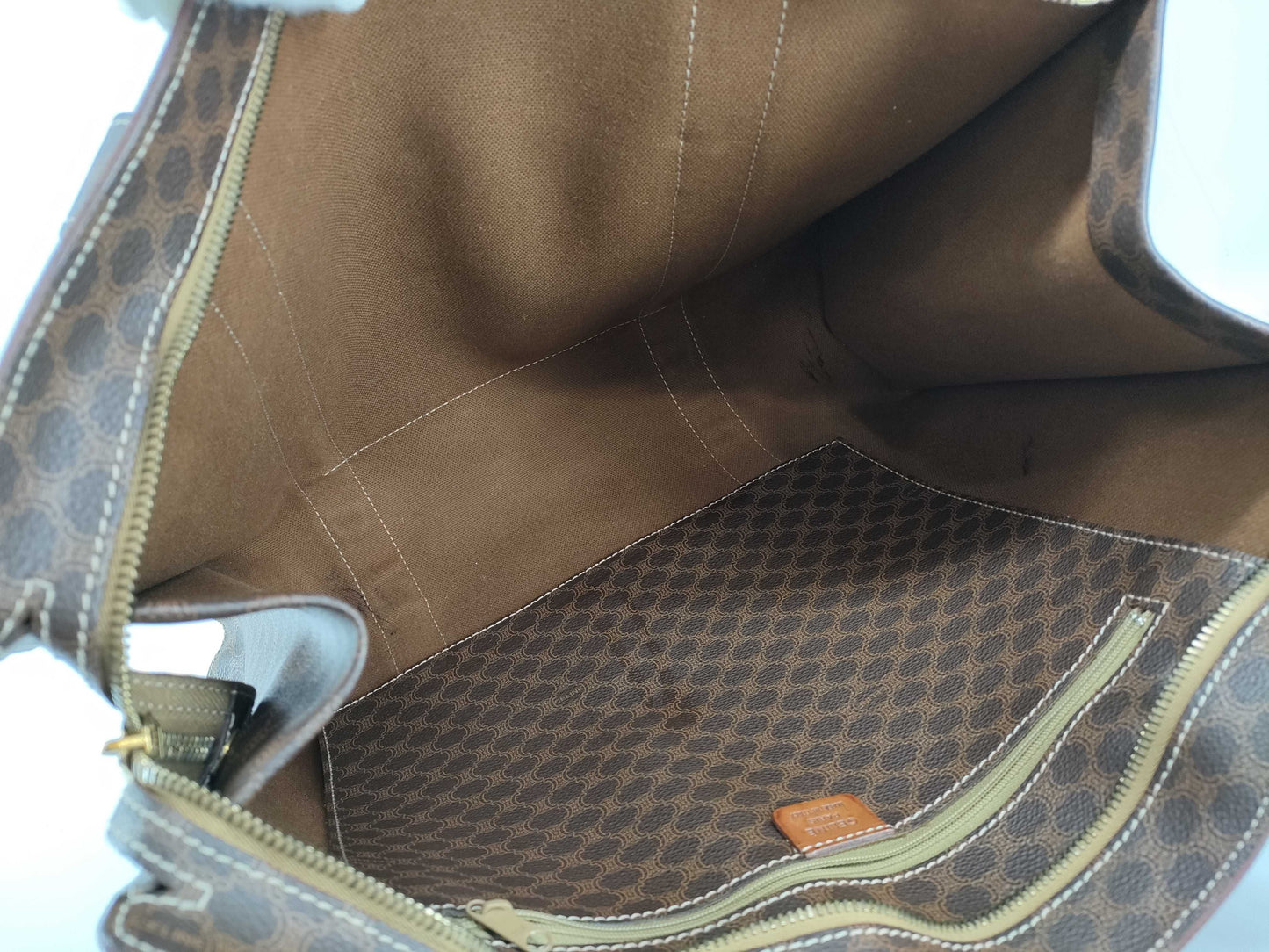CELINE Macadam Tote Bag, Brown Leather, MC96 Tote Bag