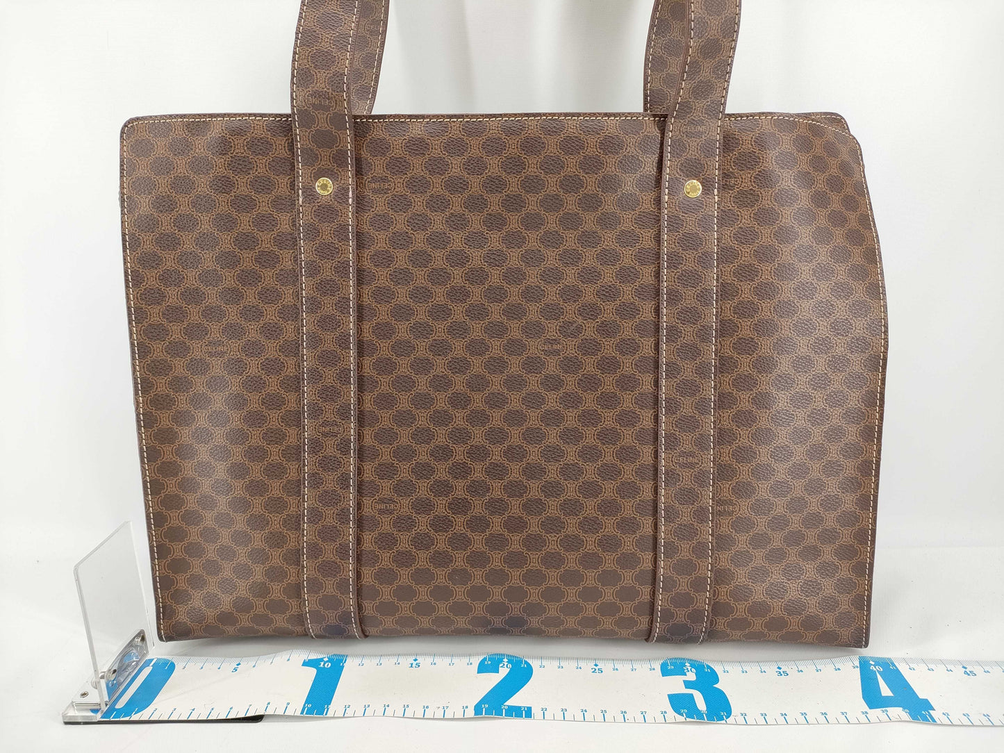 CELINE Macadam Tote Bag, Brown Leather, MC96 Tote Bag