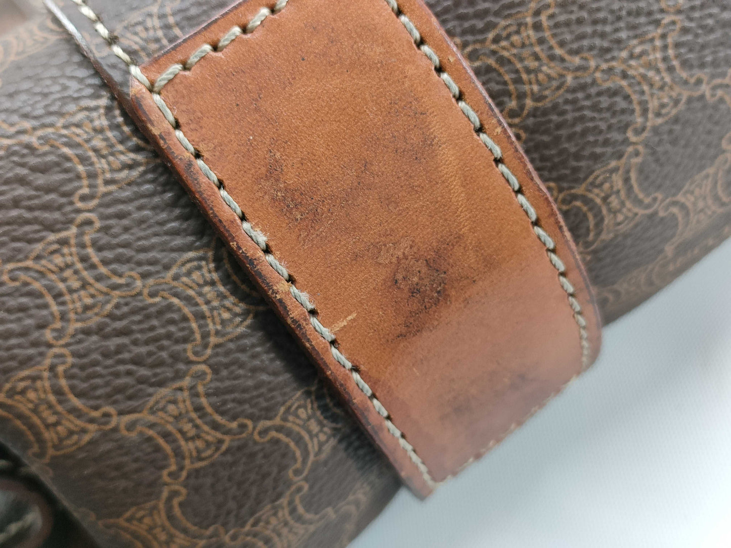 CELINE Macadam Tote Bag, Brown Leather, MC96 Tote Bag