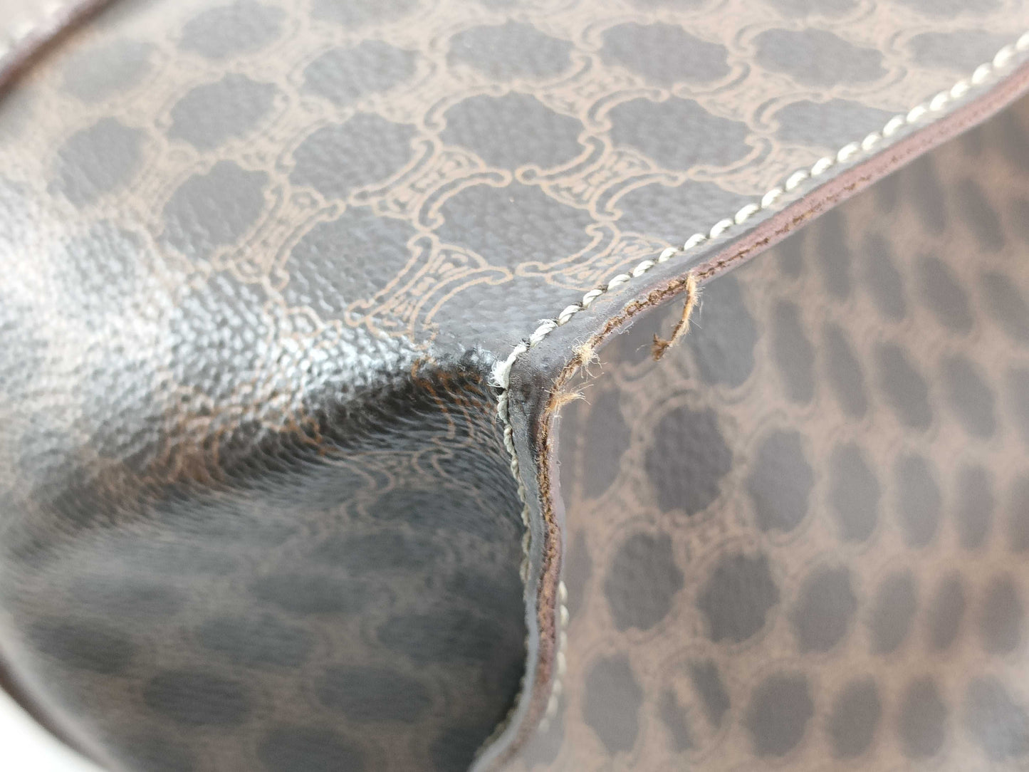 CELINE Macadam Tote Bag, Brown Leather, MC96 Tote Bag