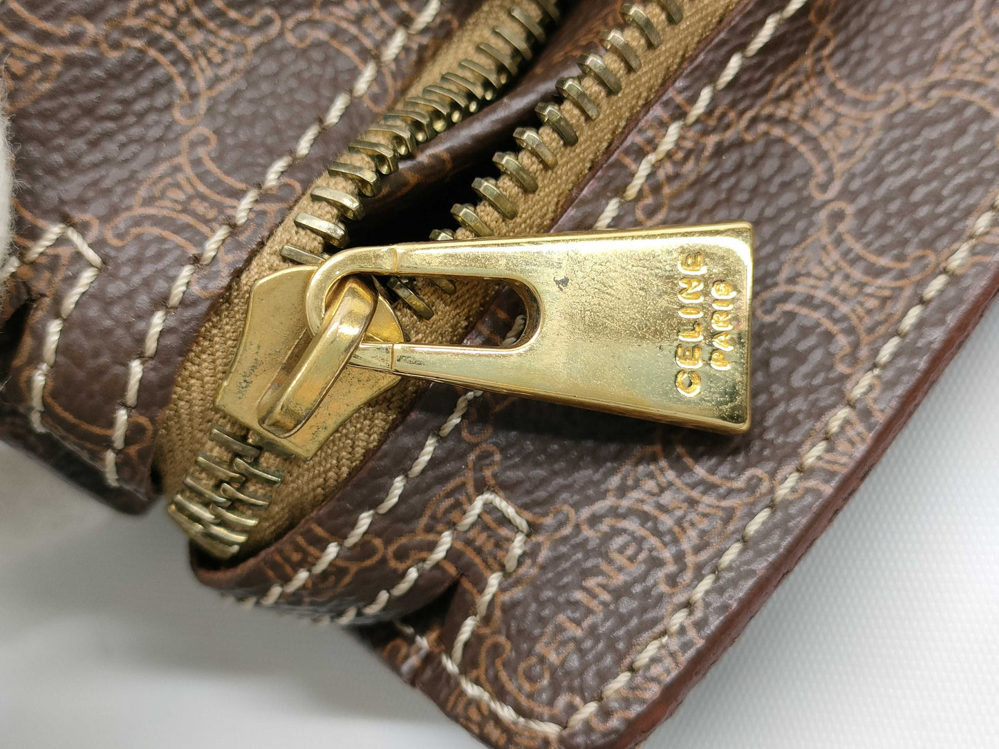 CELINE Macadam Tote Bag, Brown Leather, MC96 Tote Bag