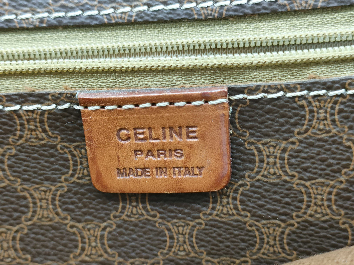 CELINE Macadam Tote Bag, Brown Leather, MC96 Tote Bag