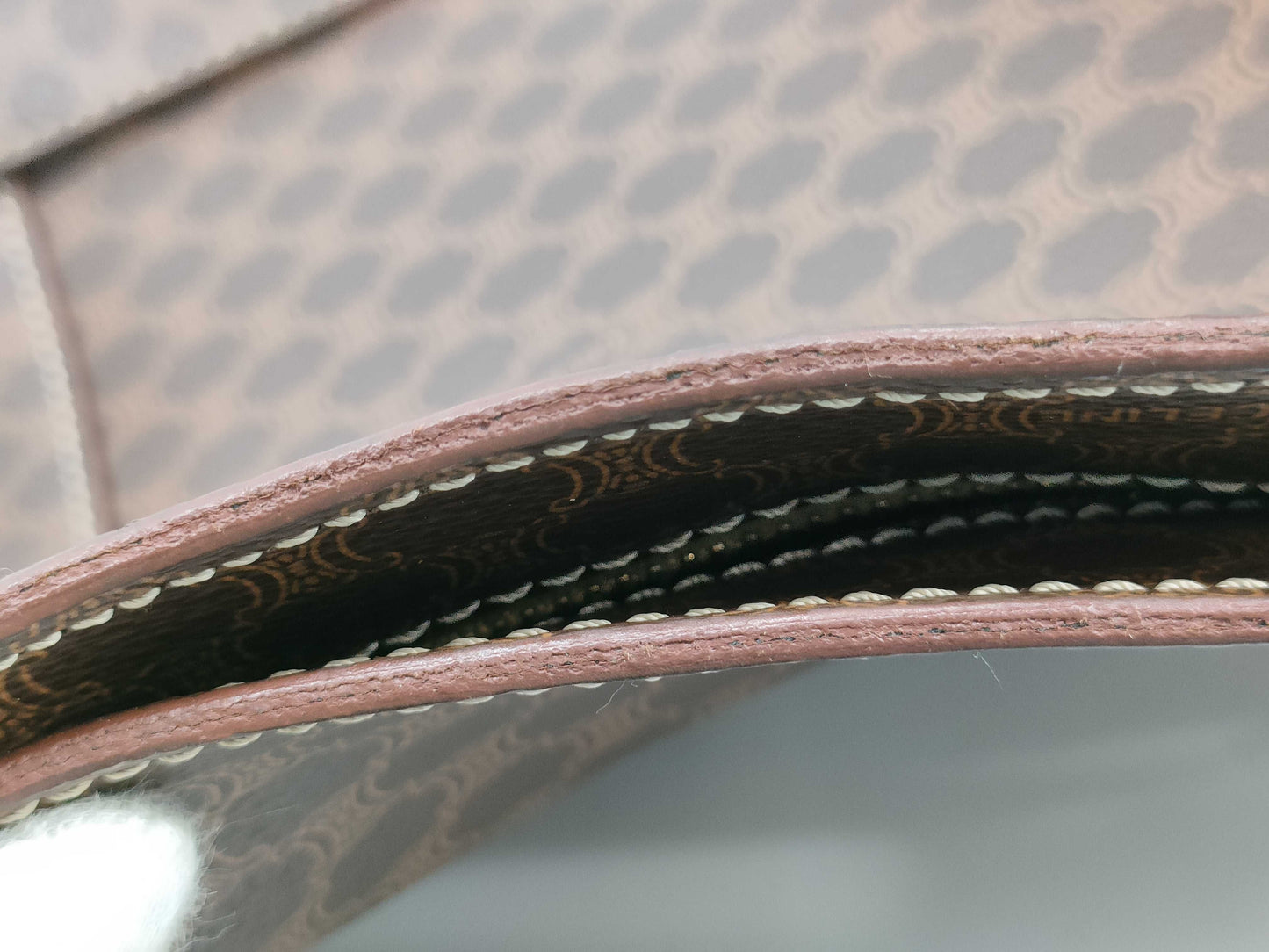 CELINE Macadam Tote Bag, Brown Leather, MC96 Tote Bag