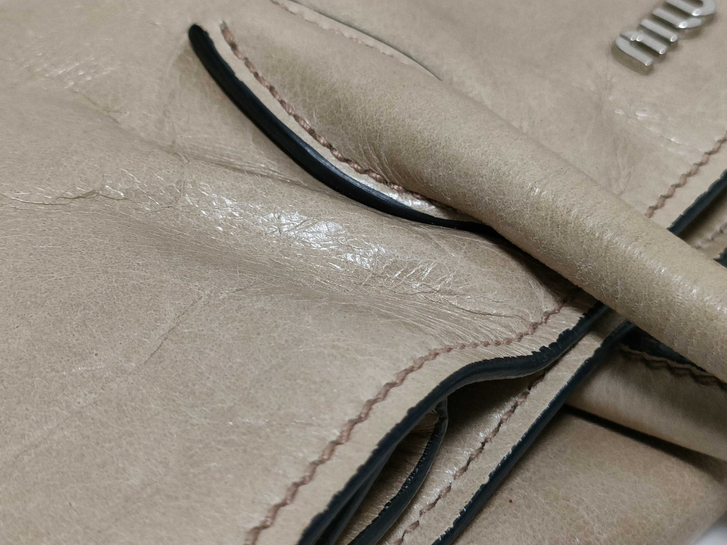 Miu Miu 2-Way Bag, Beige, No Strap, Handbag
