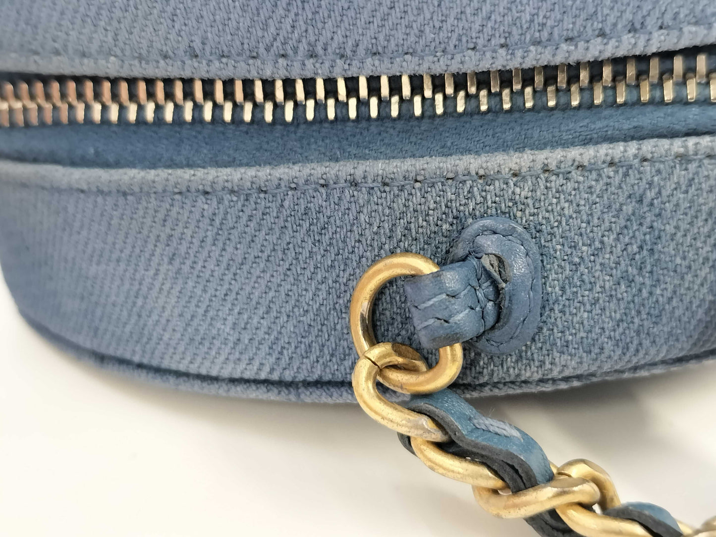 CHANEL Denim Mini Round Shoulder Bag