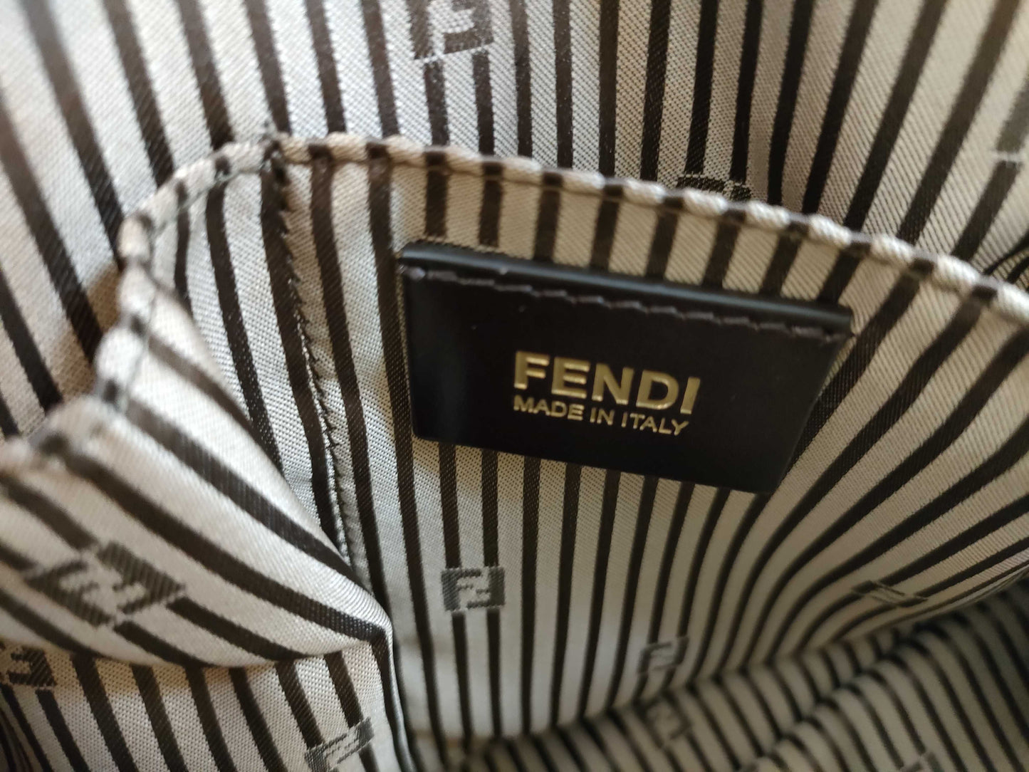 FENDI Chameleon Leather 2-Way Handbag, Beige x Brown, 8BL114