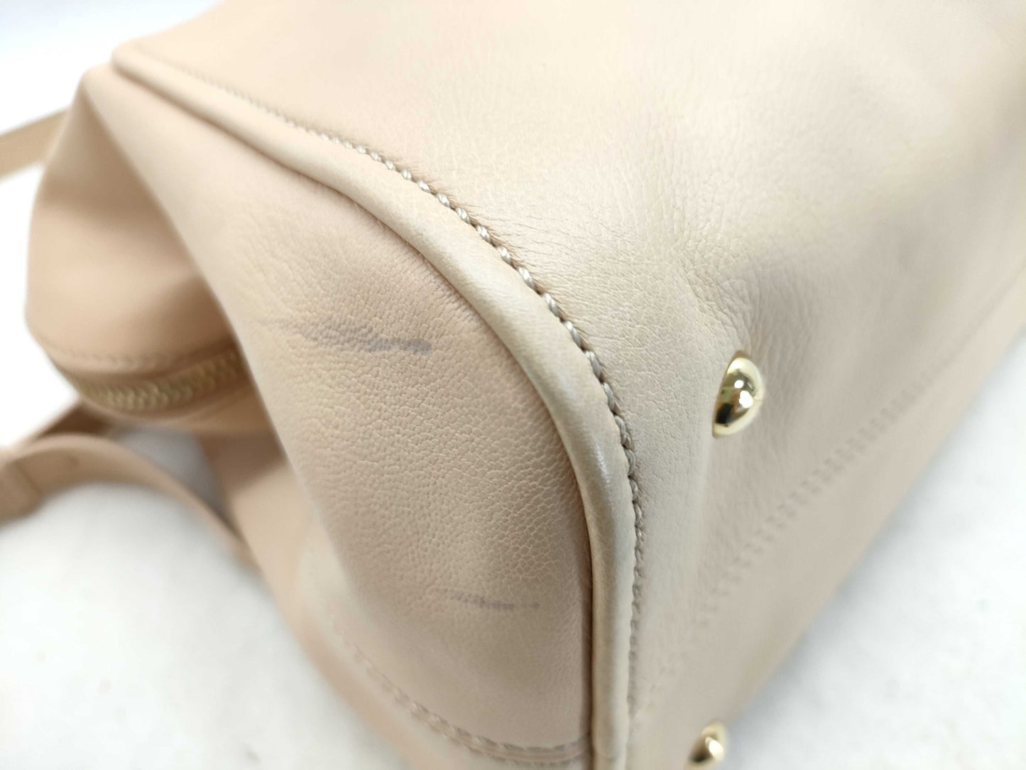 FENDI Chameleon Leather 2-Way Handbag, Beige x Brown, 8BL114