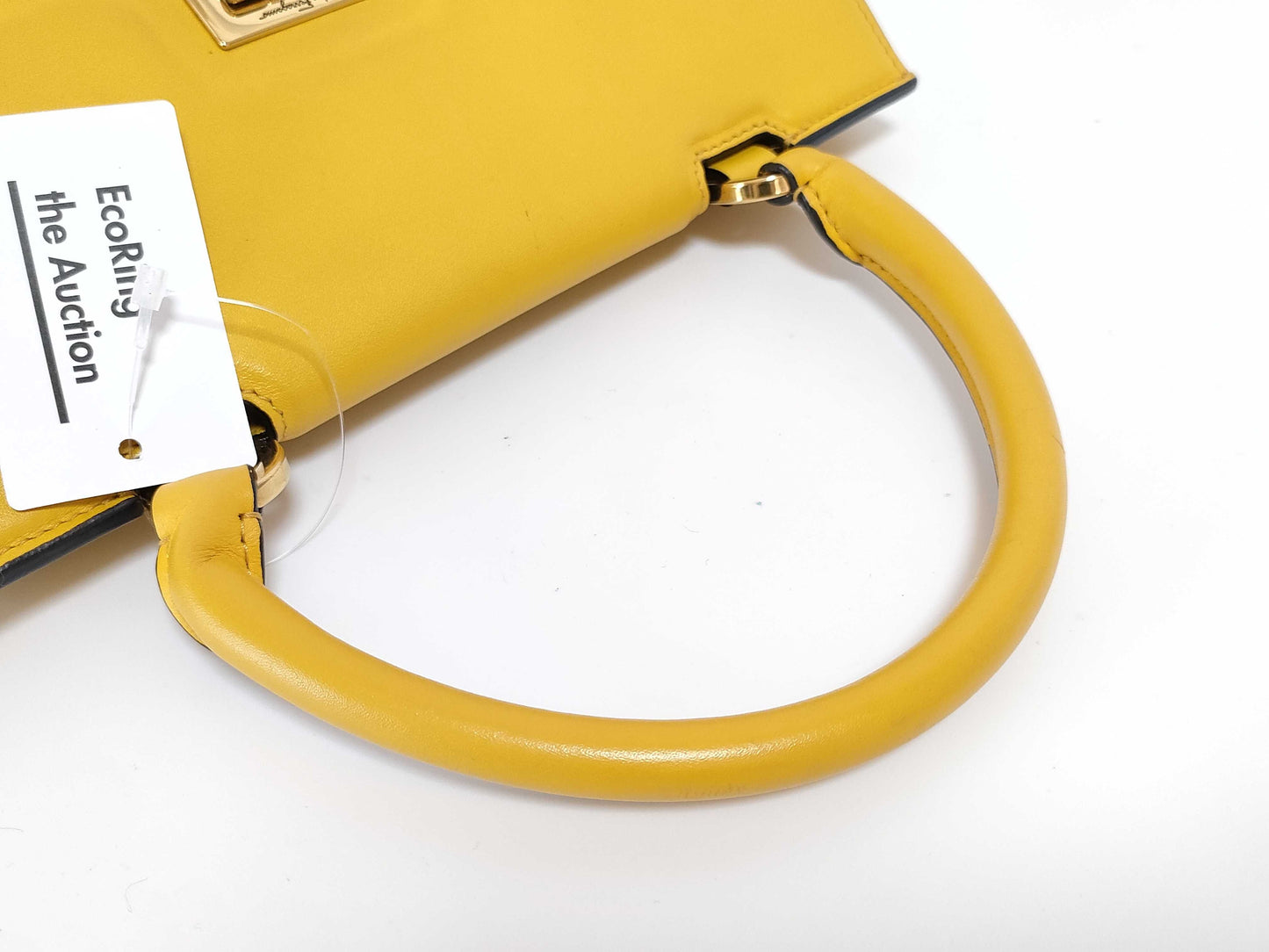 Salvatore Ferragamo Gancini ID - Salvatore Ferragamo Leather Trifolio Top Handle Yellow Handbag 25cm GHW
