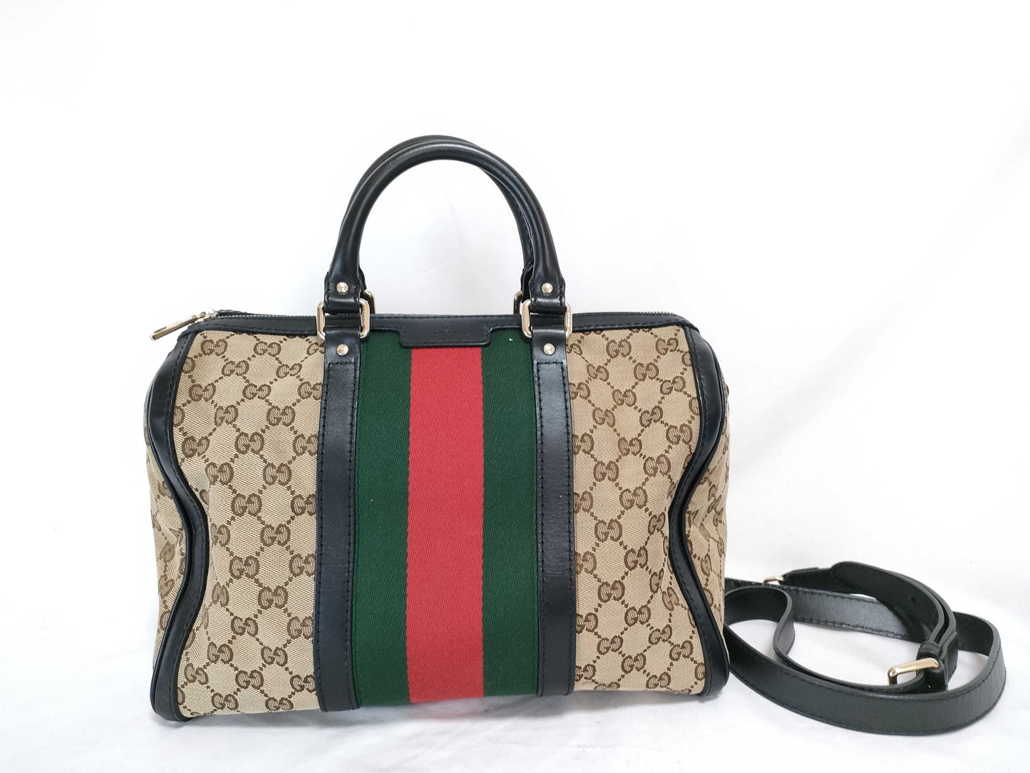 GUCCI GG Canvas ID - Gucci GG Canvas Beige x Brown 2-Way Handbag Canvas x Leather 247205 Handbag