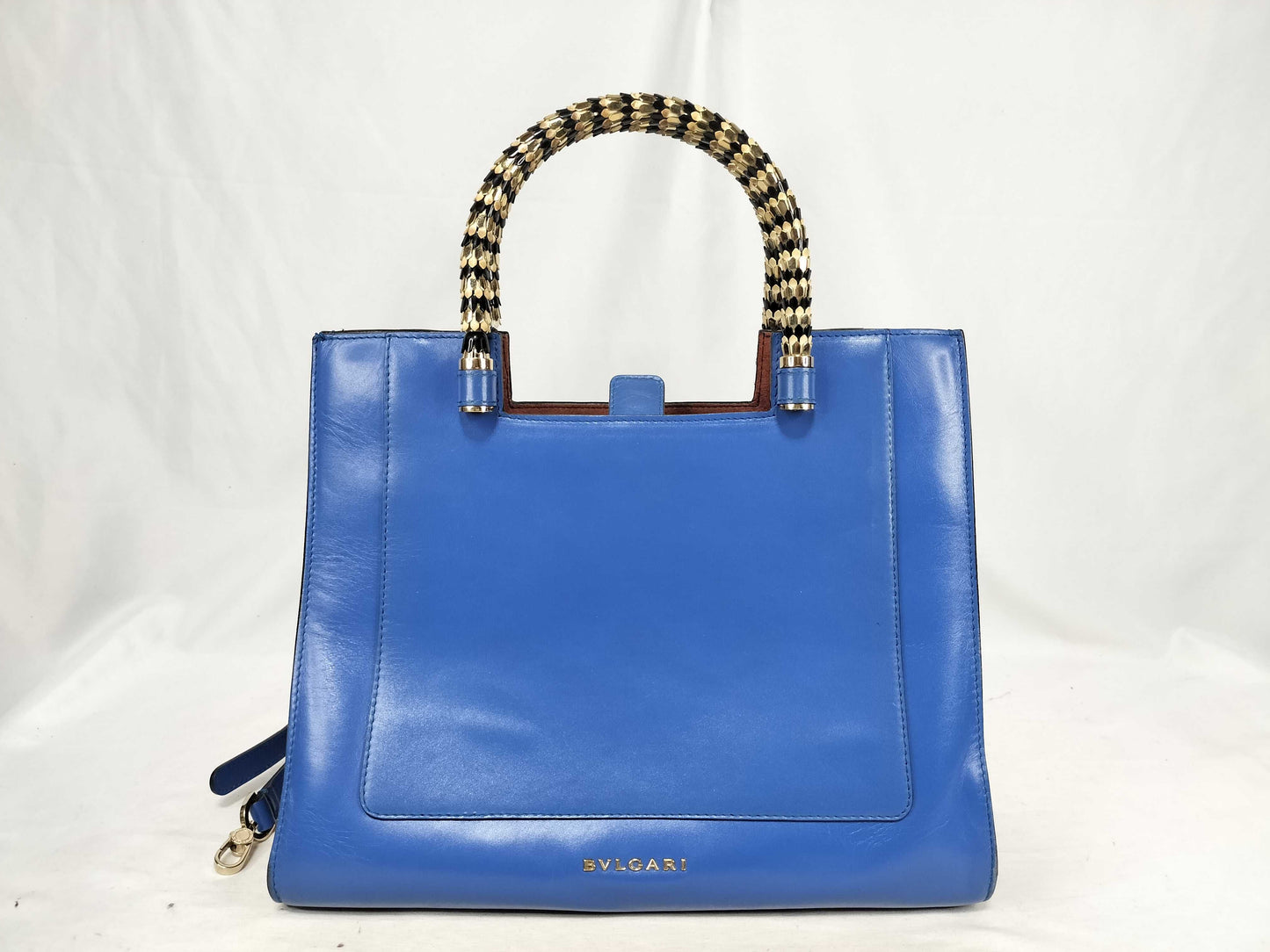 BVLGARI QT - Bvlgari Blue Leather Medium Serpenti Tote Handbag