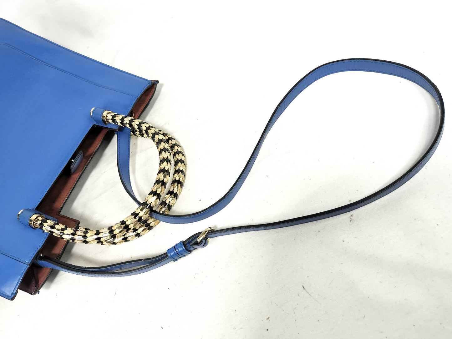 BVLGARI QT - Bvlgari Blue Leather Medium Serpenti Tote Handbag