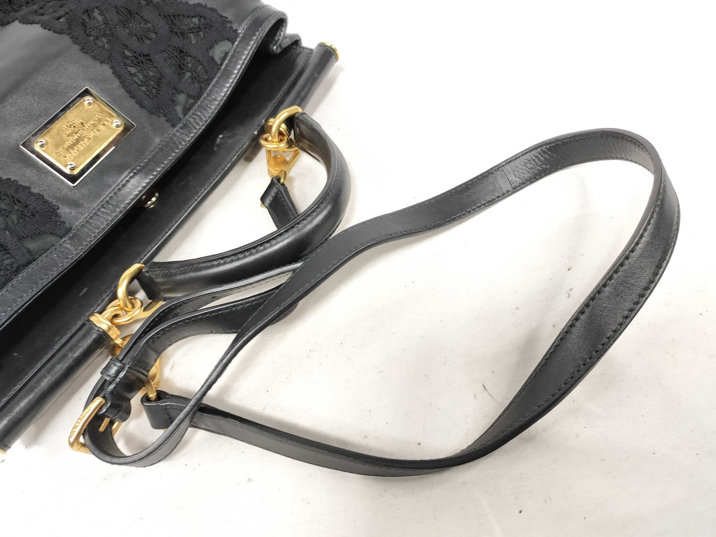 DOLCE&GABBANA DU-Dolce & Gabbana Sicily Leather 2-Way Handbag Black