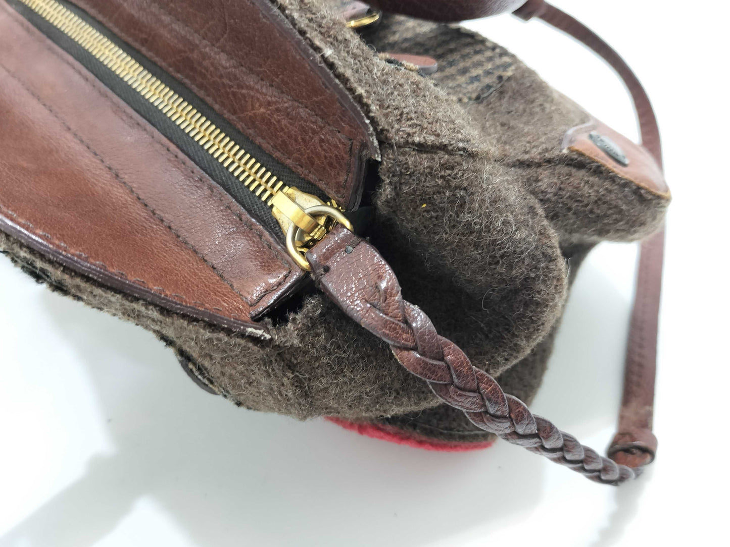 Miu Miu Miu Miu Flower Motif Handbag Wool Leather Handbag