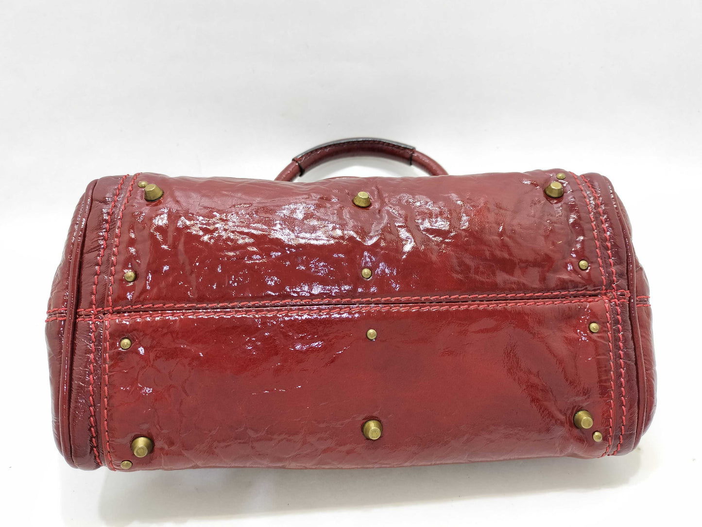 Chloe Paddington Padlock Handbag in Red Enamel with Cadena