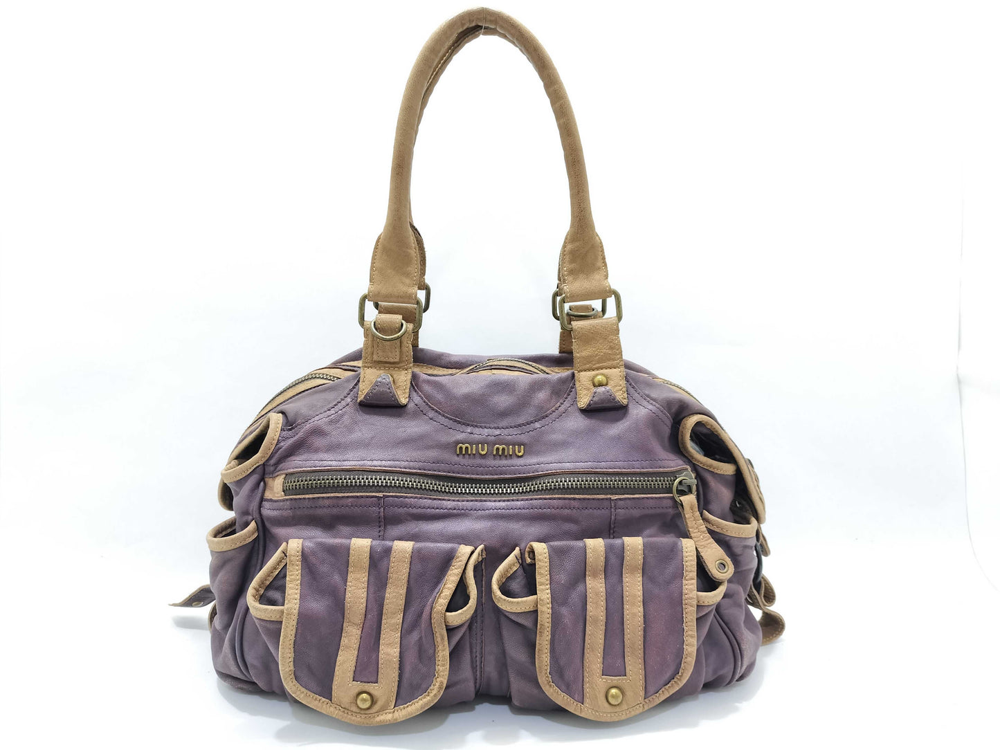 Miu Miu Miu Miu Vintage Leather Tote Bag Y2K Boston Bag