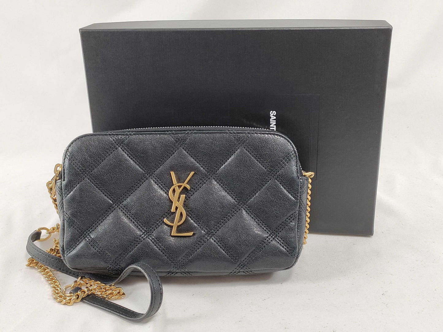 SAINT LAURENT Becky Quilted Leather Chain Shoulder Bag, Black, 608941