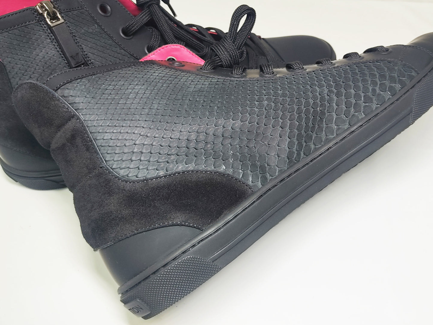 LOUIS VUITTON High-Top Sneakers, Size 11, Leather x Rubber/Black